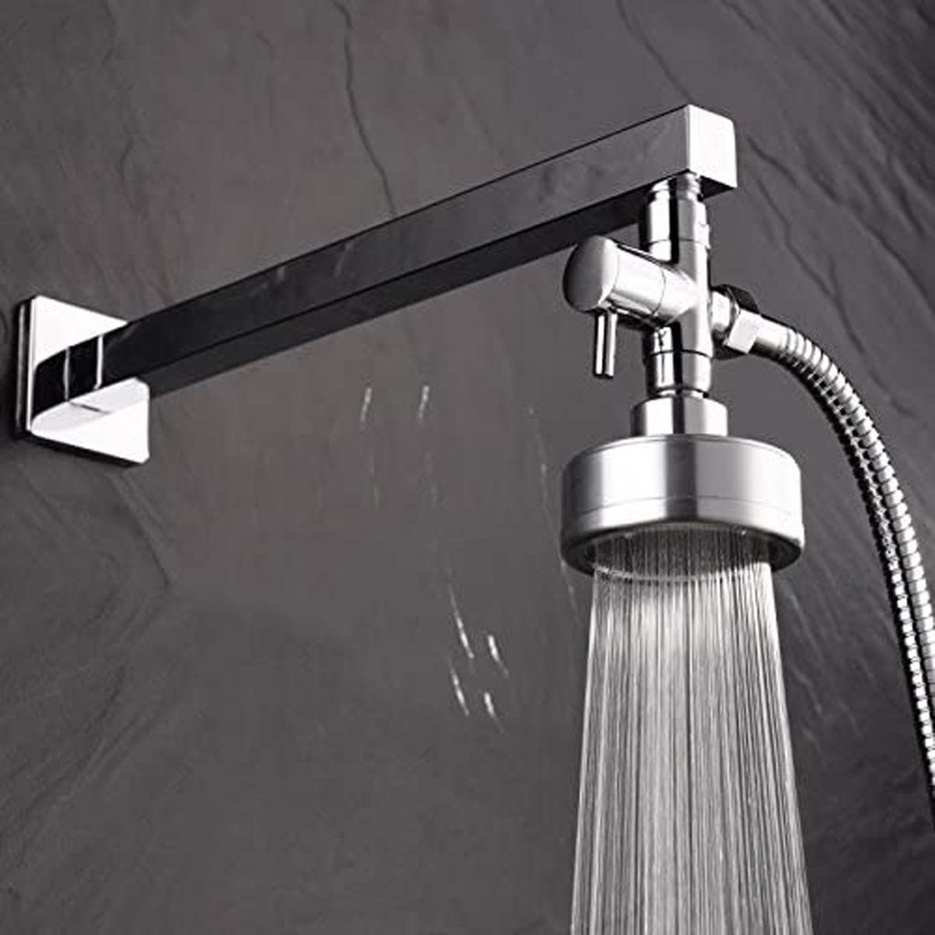 3-way T-connector with shut-off valve for bathroom, 7 x 7 Overall Size, 1 x 3 Overall Size, leak-resistant use, Silver Finish