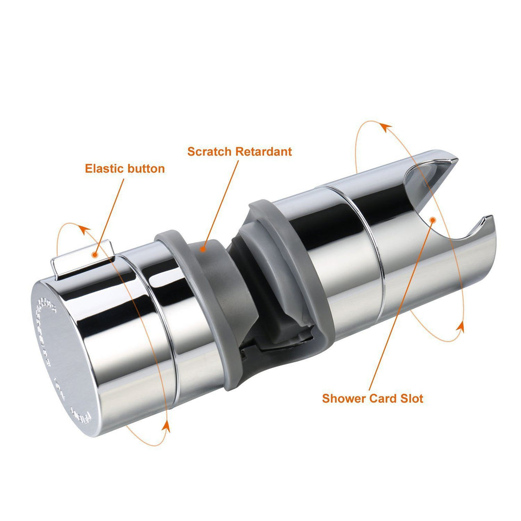 Hand shower holder for shower rod adjustable 18-25 mm Shower Rod Fit ABS, 11.73 x 4 cm Overall Size, Silver Finish