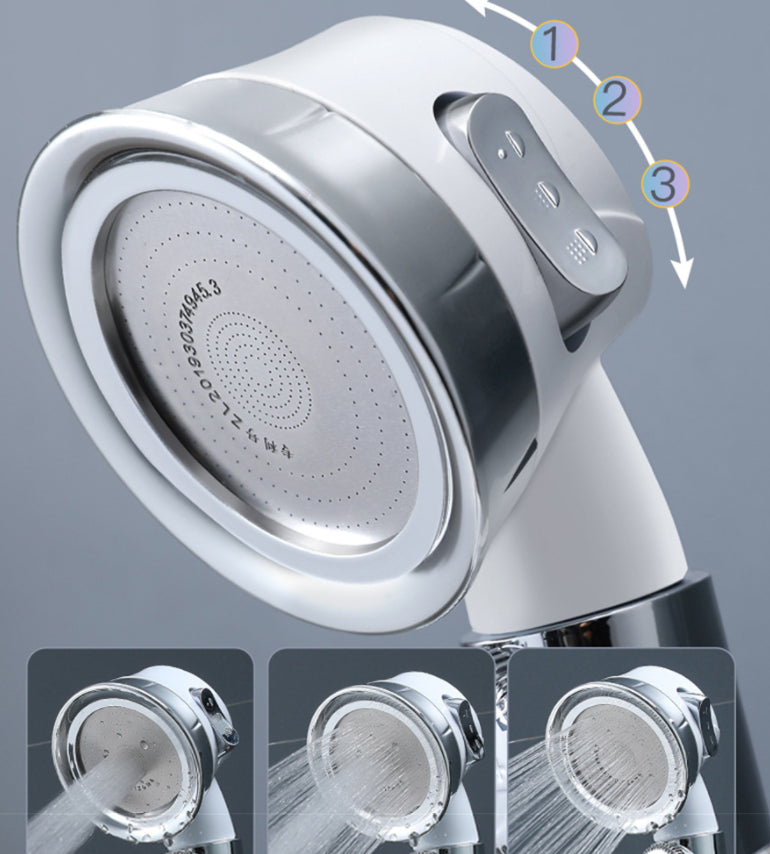 Large Pressurized Handheld Shower Head, Three-stage Water Stop Shower Head ( Without Vibrating Head (No Filter Cotton)), White Finish