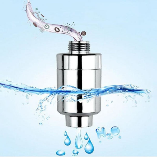 2 pcs Faucet Water Purifier and Shower Water Filter, Tap Water Filtration Cartridge, Household Water Softener, Silver Finish