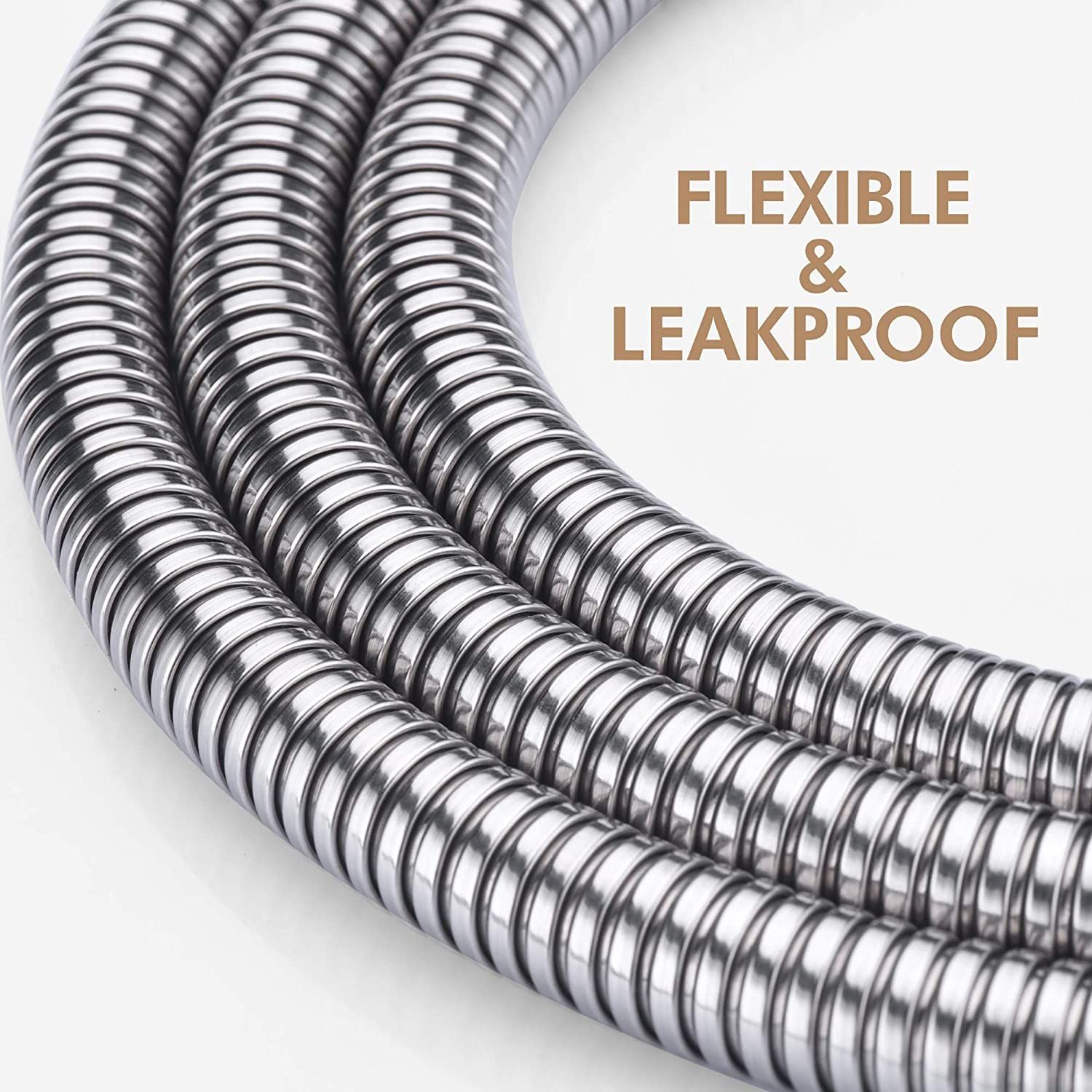 Stainless Steel Shower Hose, 2.5 m Length, EPDM Inner Hose, Flexible Bathroom Connection, pressure-boosted flow, Silver Finish