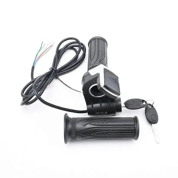 Replacement Electric Throttle Handle for Electric Bike Scooter Twist Throttle Handle with LCD Display and Power, Made of Abs, Black Color