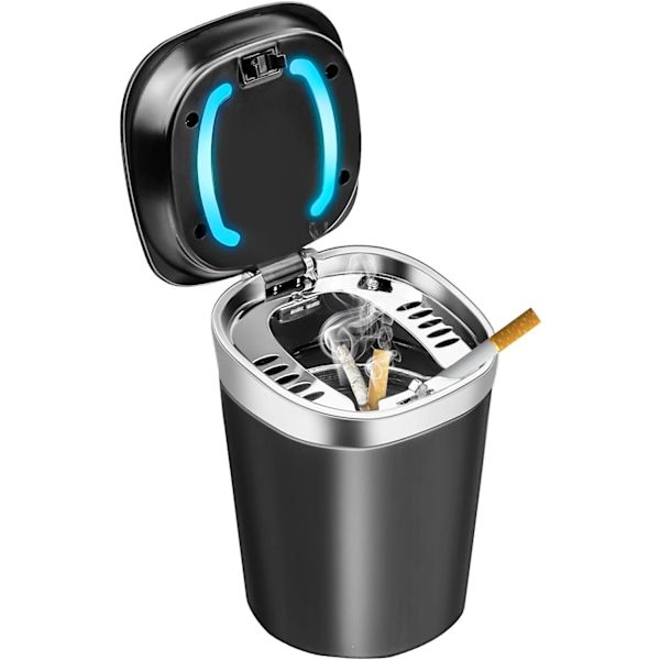 High Quality {CA}Portable ashtray for car, LED ashtray with lid for car, home, office, Made of Steel, Blue Color