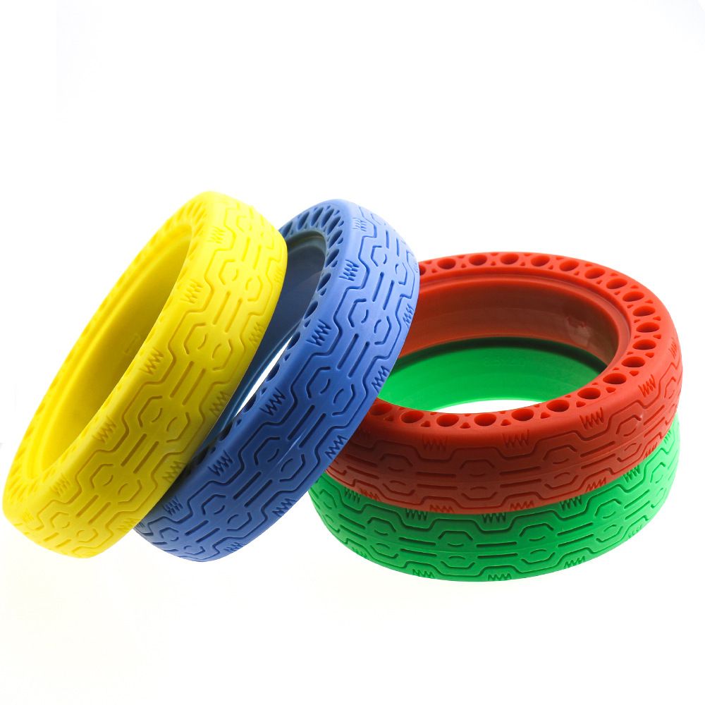 Compatible For Xiaomi electric scooter color solid tire multi-color honeycomb tire hollow air-free tire M365 explosion-proof solid tire, Black Color