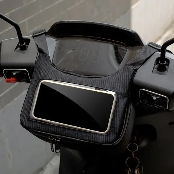 Replacement Electric Bicycle Handlebar Front Bag Waterproof Motorcycle Main Bag Motocross E-Scooter Phone Navigation Bag Package Pouch, Black Color