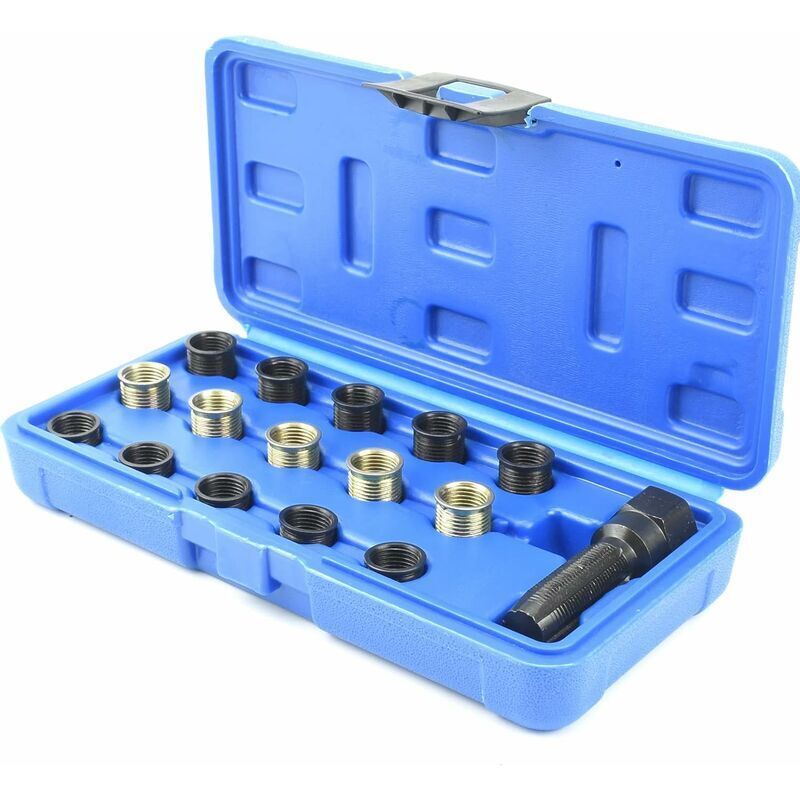 16 Pieces Spark Plug Thread Repair Kit, M14 x 1.25 mm Spark Plug Thread Repair Kit, M16 Tap with Portable Case, Spark Plug Repair Tool., Made of Steel