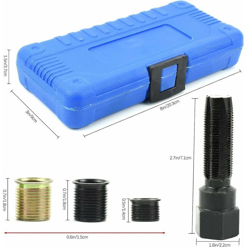 16 Pieces Spark Plug Thread Repair Kit, M14 x 1.25 mm Spark Plug Thread Repair Kit, M16 Tap with Portable Case, Spark Plug Repair Tool., Made of Steel