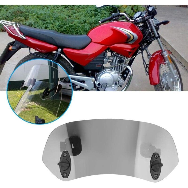 Motorcycle Windshield-Adjustable Clip On Windscreen Wind Deflector Windshield Accessories for Motorcycle Tawny, Made of Acrylic