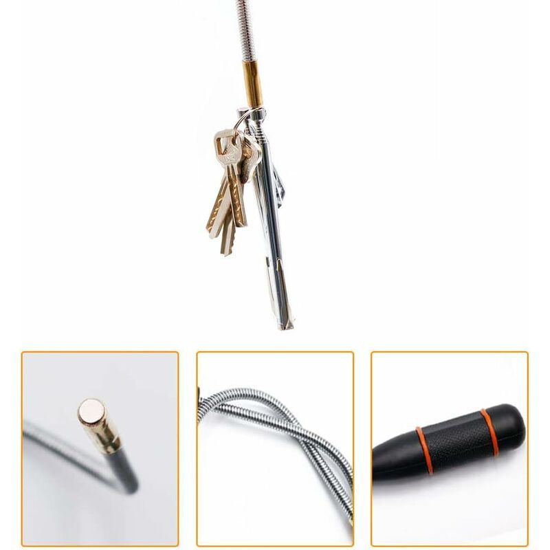 Flexible Magnetic Pick Up Tool 590mm - Portable Magnet for Nuts, Bolts, Screws, Auto Parts - 1pc, Made of Metal