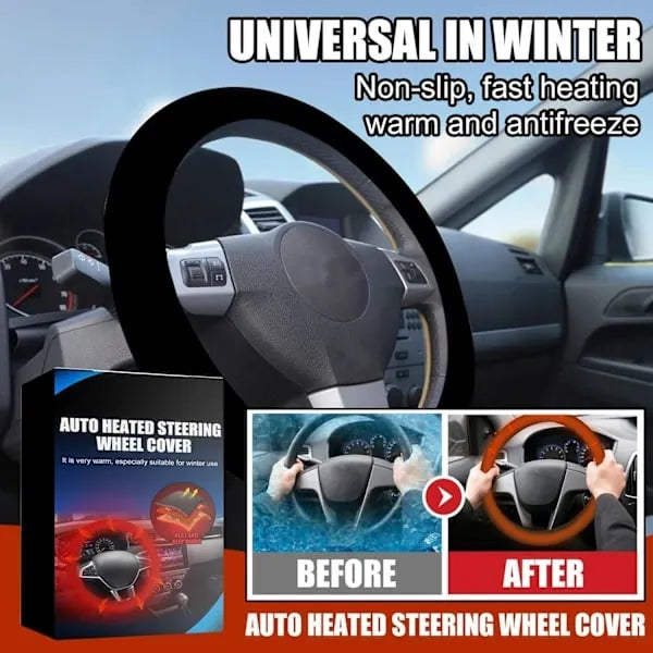 Sturdy Heavy Duty Heated Steering Wheel Muff Winter Hand Warmer Universal Car Steering Wheel Warmer Black, Top Quality