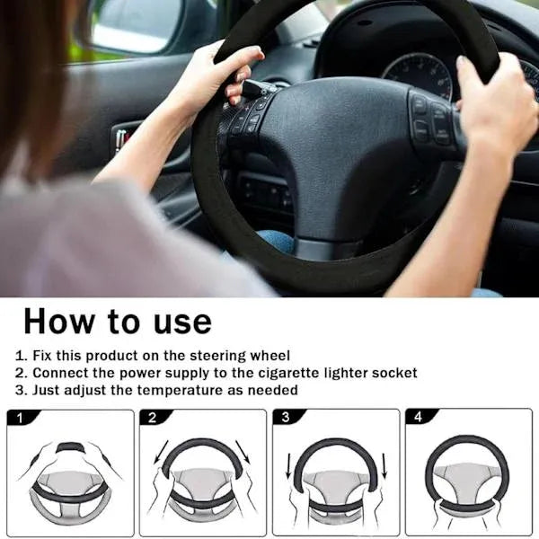 Sturdy Heavy Duty Heated Steering Wheel Muff Winter Hand Warmer Universal Car Steering Wheel Warmer Black, Top Quality