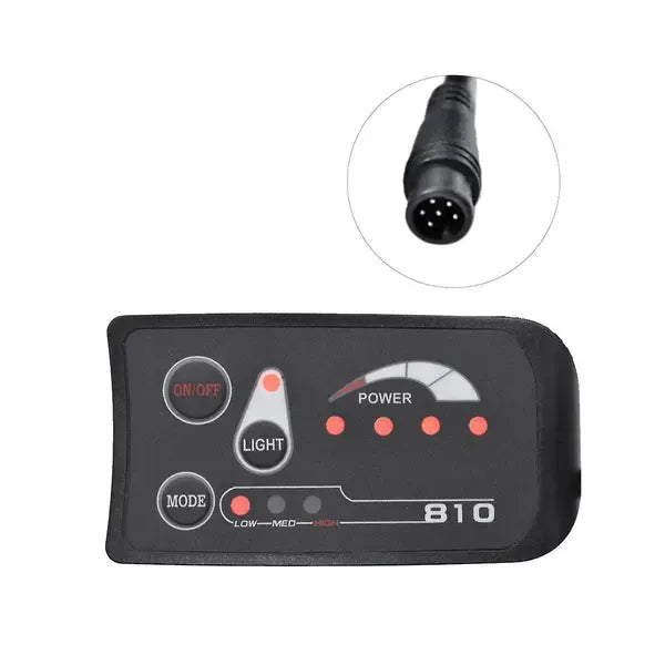 5-pin S810 Electric Bike Meter LED Display Ip65 36v Uart for Electric Bike E-Bike Meter (36v)- Perfet-max, Made of Plastic, Black Color