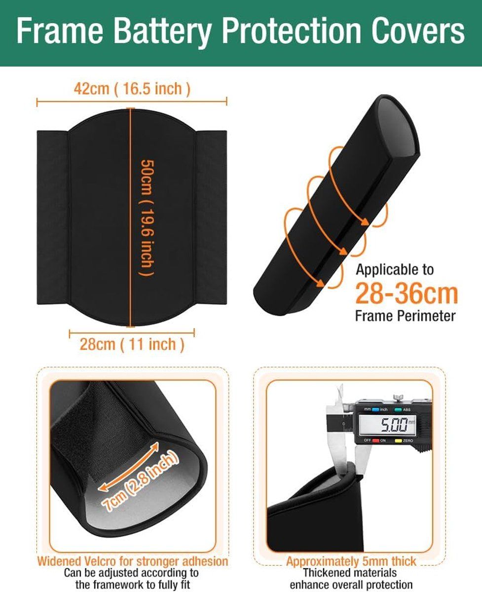 Heavy Duty Replacement - Bike Battery Protective Cover - 2 Pieces - Waterproof e - bike battery cover, 2 Pcs Pack