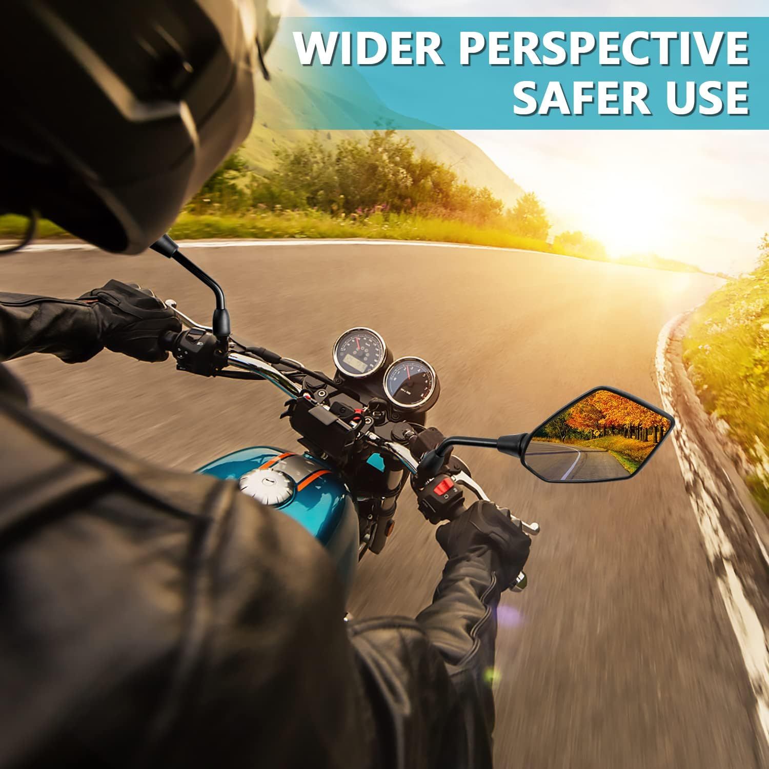 Sturdy Heavy Duty Compatible Motorcycle mirror, pair of universal rearview mirrors, suitable, Clear Color, Top Quality