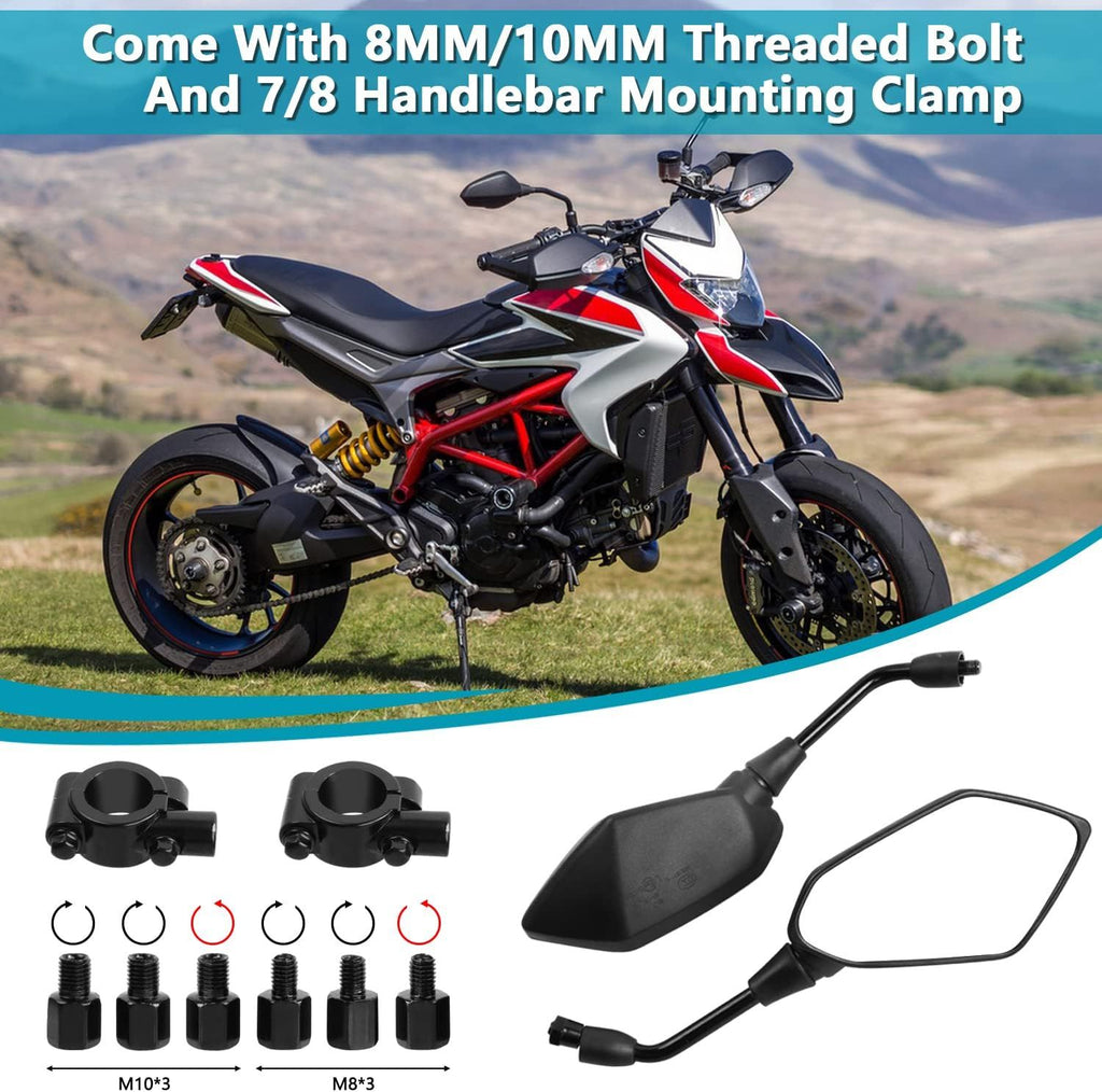 Sturdy Heavy Duty Compatible Motorcycle mirror, pair of universal rearview mirrors, suitable, Clear Color, Top Quality