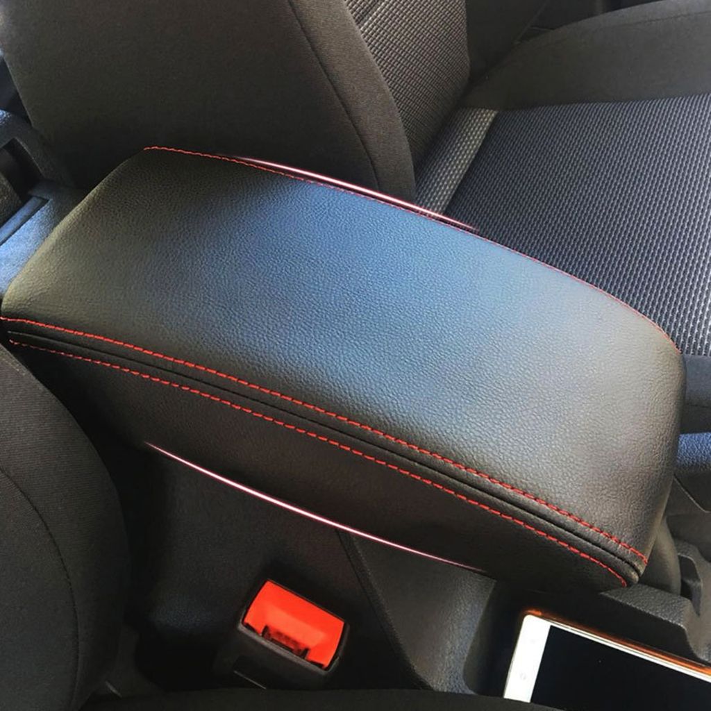Replacement Car Armrest Seat Box Cover Car Interior Accessories Auto Armrest Cover, Made of Leather, Black Color