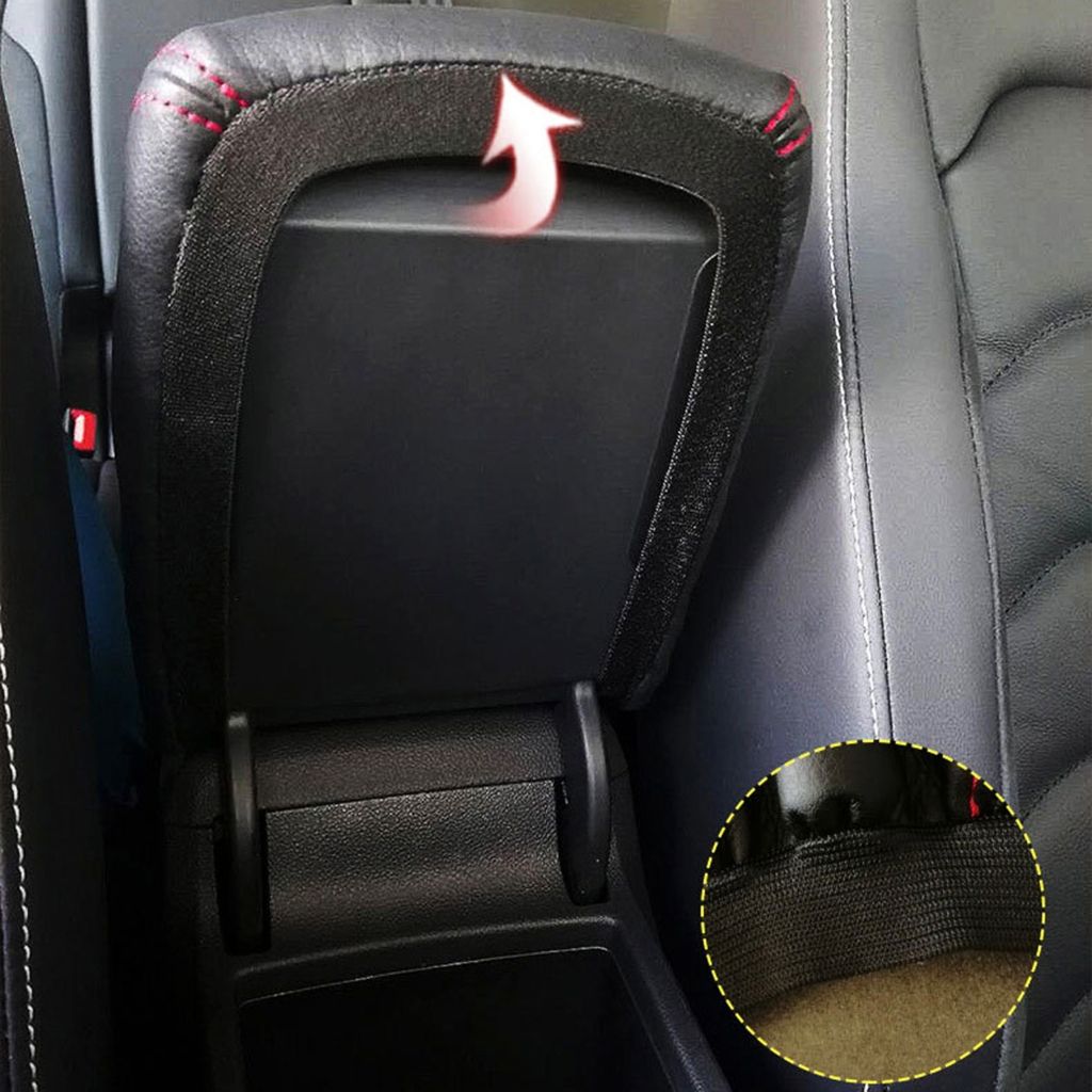 Replacement Car Armrest Seat Box Cover Car Interior Accessories Auto Armrest Cover, Made of Leather, Black Color