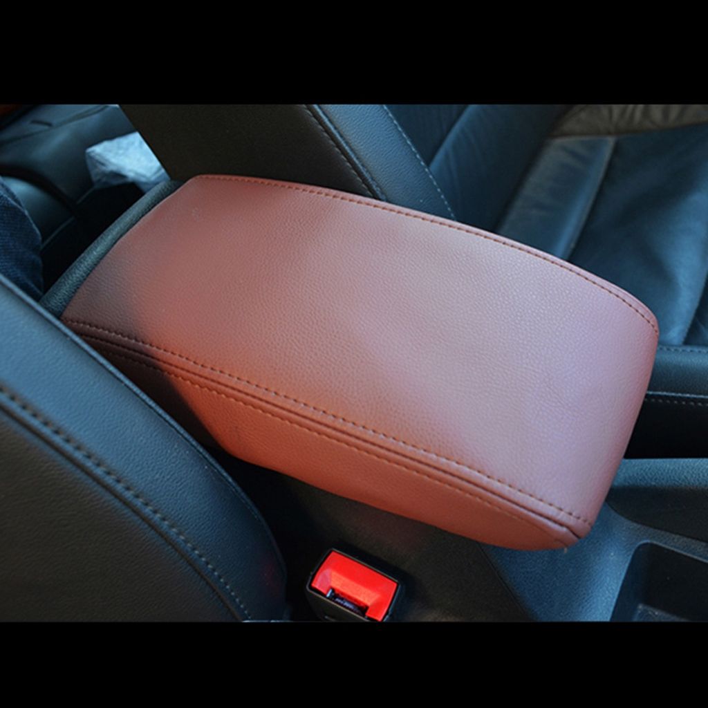 Replacement Car Armrest Seat Box Cover Car Interior Accessories Auto Armrest Cover, Made of Leather, Black Color