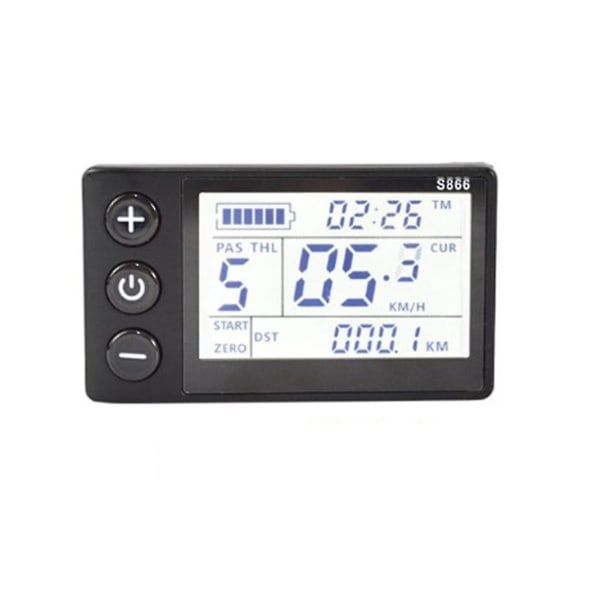 Replacement S866 Electric Bike LCD Screen E-bike Electric Scooter Display Meter Control Panel with Waterproof, Made of Abs, Black Color
