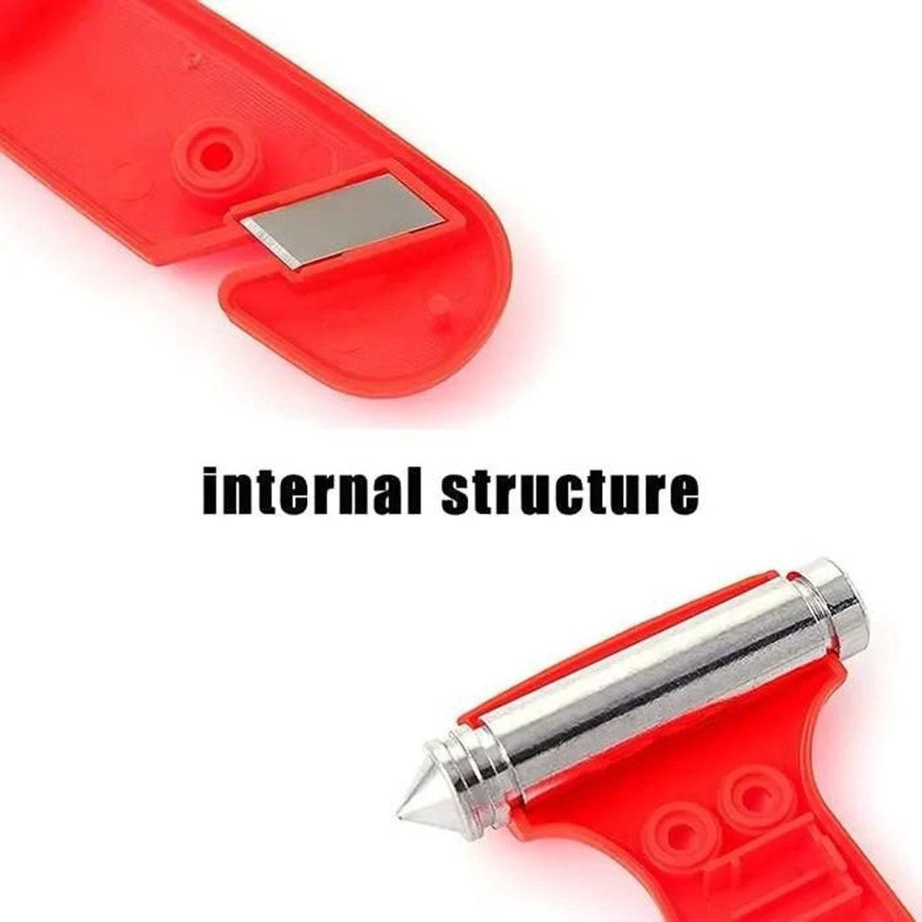 Compatible Car security hammer, 2 pieces, window breaker and seatbelt cutter-lifehammer-safety hammer car-emergency hammer, Made of Steel