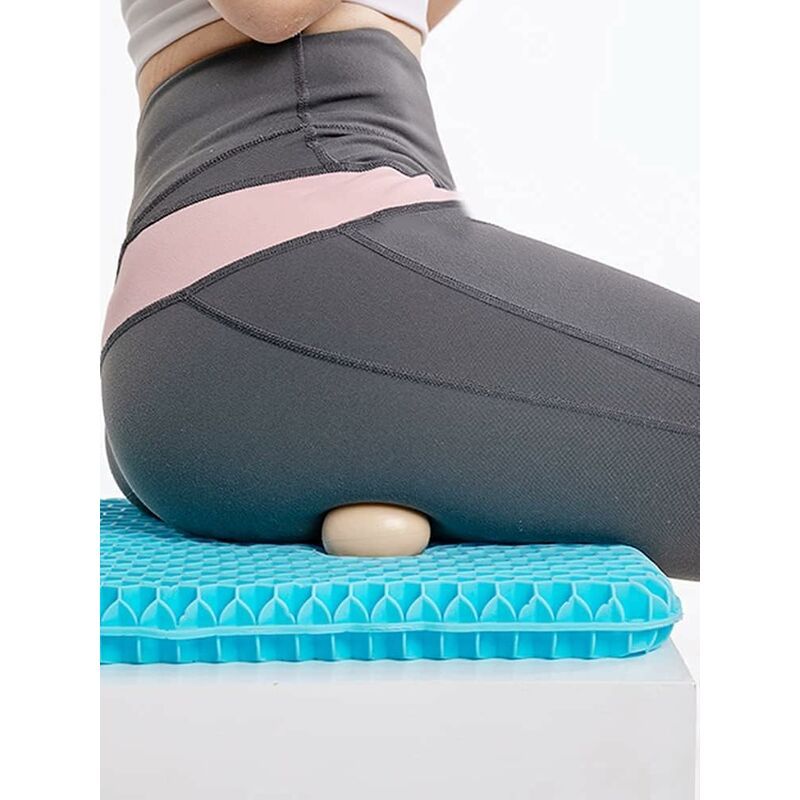 Thick Gel Seat Cushion with Non-Slip Coating Breathable Honeycomb Pattern Absorbs Pressure Points for Car Office Chair Wheelchair (Milk Blue)