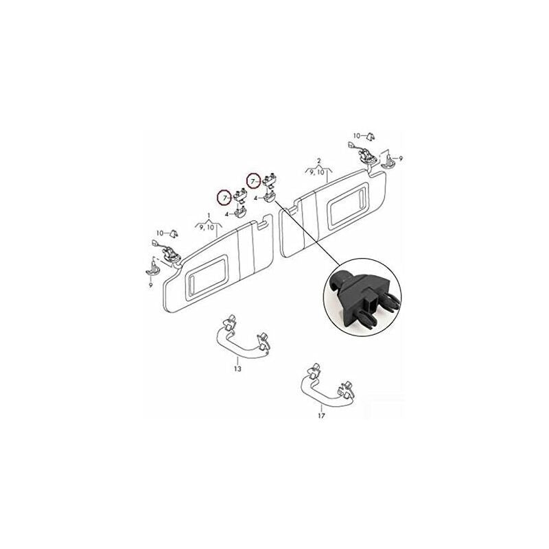 Pack - Compatible with Audi A4 A5 S5Q3 Q5 Car Sun Visor Clip Fastener Bracket 8U0857562A (Black), Made of Plastic