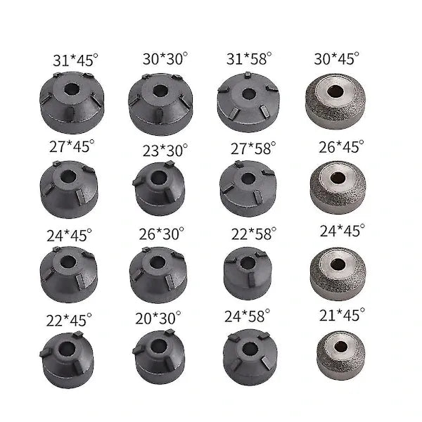 18pcs/set Carbide Valve Grinding Wheel Valve Seat Cutter Broach Head Tool Holder Engine Valve Seat Repair Tool Kit, Made of Diamond
