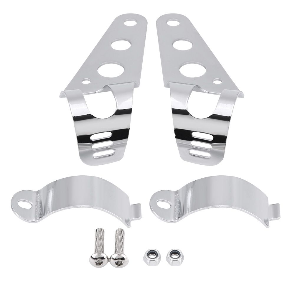 High Quality 35-43mm Motorcycle Headlight Bracket Bracket Fork Tube Clamp Kit Chrome for Chopper Cafe Racer, Made of Iron