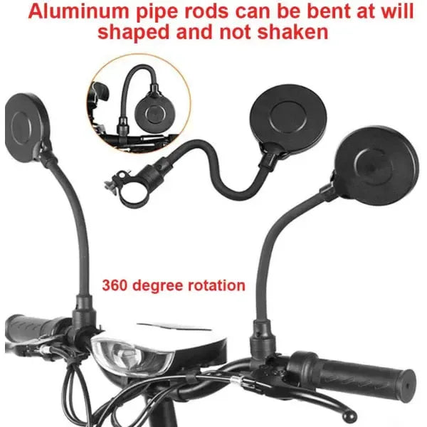 Compatible 2 pieces bicycle rearview mirror with gasket, 360° adjustable handlebar mount, HD wide angle safe cycling for