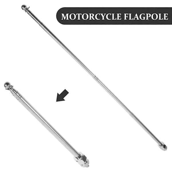 Heavy Duty Replacement Motorcycle Flagpole Handlebar Mount Flagpole Holder Bike Accessories, Made of Steel, Silver Color