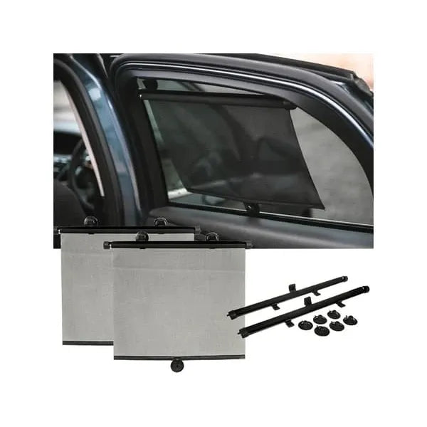 Long Lasting Premium 2-Pack - Sunshade Roller Blind for Car - 40x47 cm, Made of Pvc, Black Color, Easy Installation