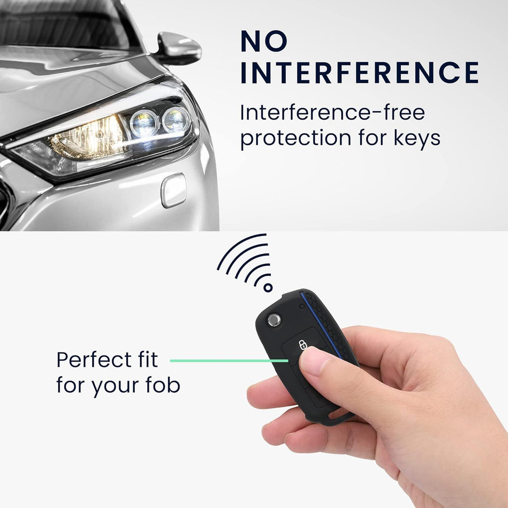 Reliable Professional Black Blue Car Key Cover Compatible with VW Skoda Seat 3-Button C, Great Value, Easy to Use