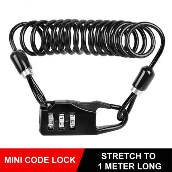 Reliable Professional Helmet Lock Portable Steel Cable Lock 3-Digit Password Combination, Black Color, Great Value