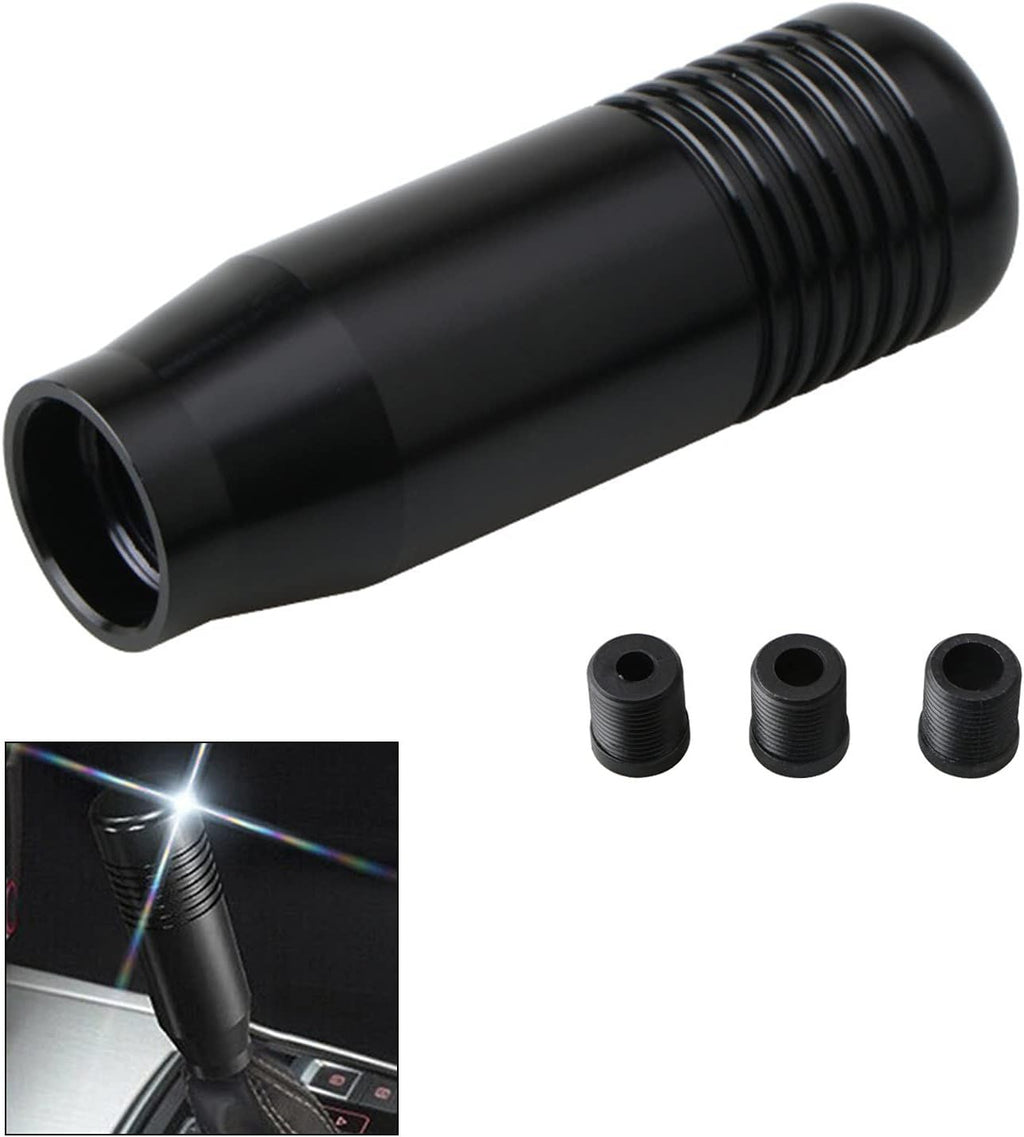 8.5CM Manual Car Gear Shift Knob - Universal 5.6-Speed Aluminum Gear Shift Knob Adapter - Gear Shift Knob (Black) Black—yux