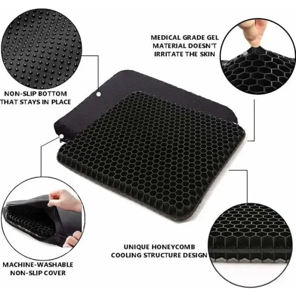 Reliable Professional Premium Breathable Gel Seat Cushion Black Anti-Bedsore Pressure Relief Cushion, Perfect Fit