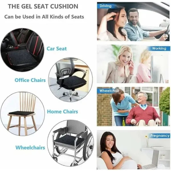 Reliable Professional Premium Breathable Gel Seat Cushion Black Anti-Bedsore Pressure Relief Cushion, Perfect Fit