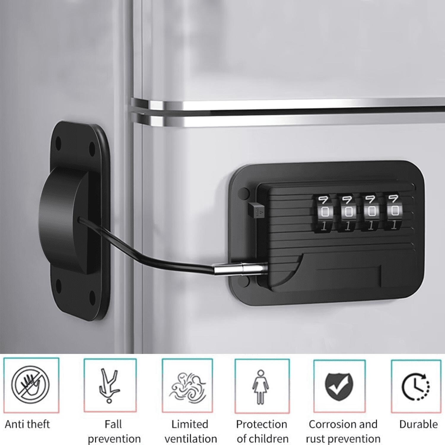 Baby Proofing, Refrigerator lock, Baby Safety Locks for Cabinets, Cabinet Locks for Babies, No Drilling Child Safety Cabinet Locks for Latching to Drawer Door Fridge Oven Toilet Seat White