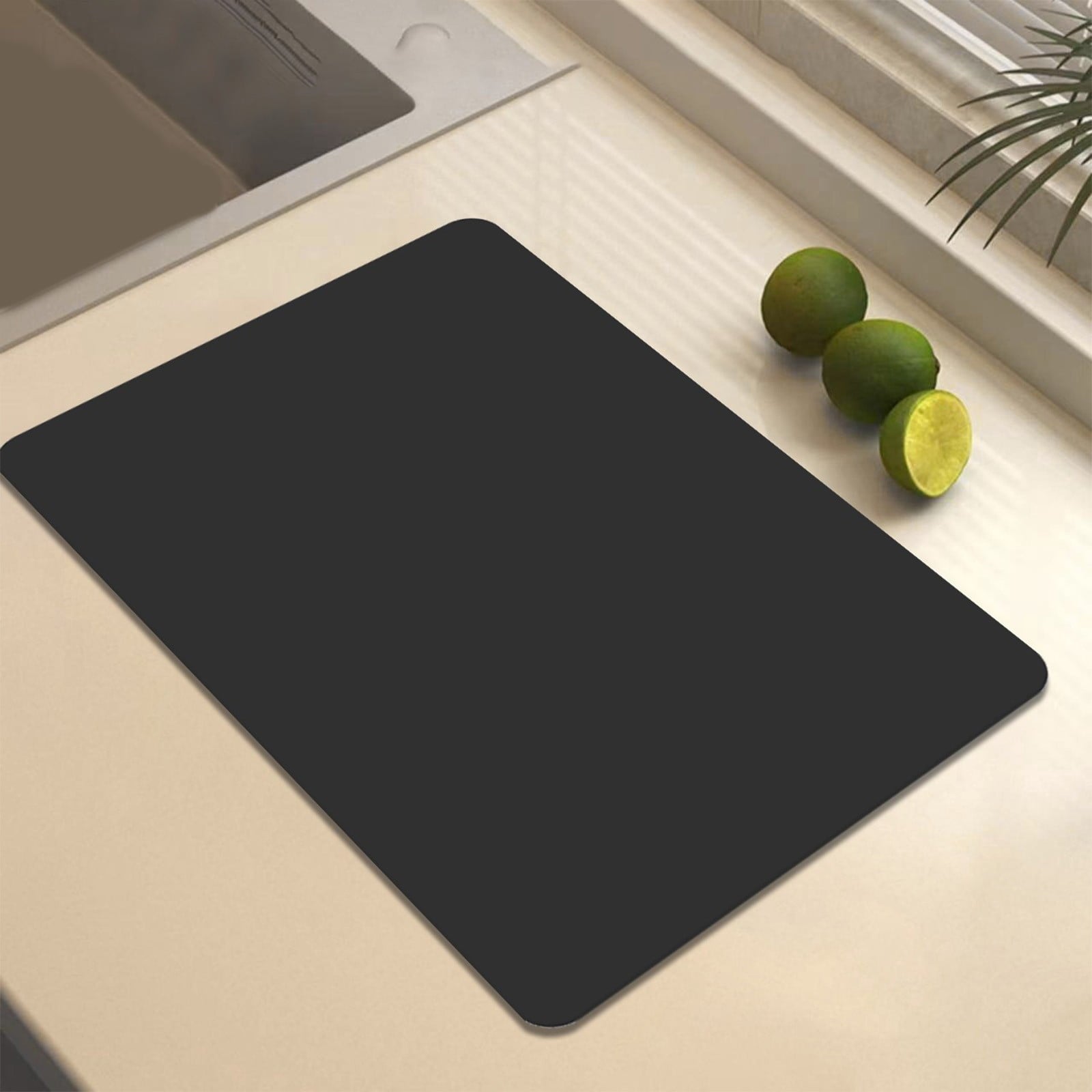 Dish Drying Mat, 12x16" High Absorbent & Soft Dish Drainer, Diatomite Drying Matt Kitchen Counter for Kitchen Countertops, Sinks, Draining Racks, Drying Mat Black