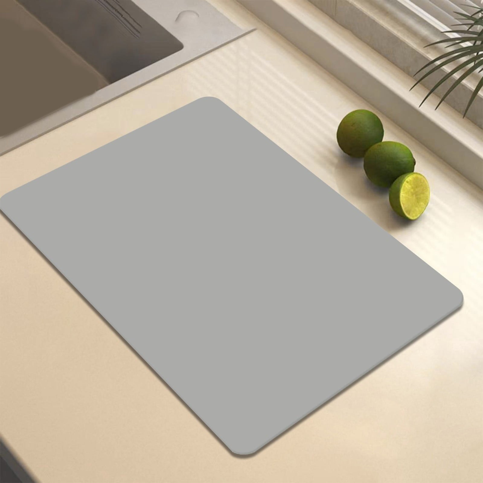 Dish Drying Mat, 12x16" High Absorbent & Soft Dish Drainer, Diatomite Drying Matt Kitchen Counter for Kitchen Countertops, Sinks, Draining Racks, Drying Mat Gray