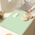 Dish Drying Mat, 12x16" High Absorbent & Soft Dish Drainer, Diatomite Drying Matt Kitchen Counter for Kitchen Countertops, Sinks, Draining Racks, Drying Mat Green