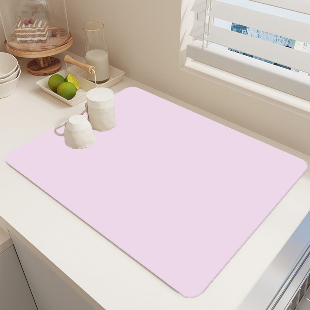 Dish Drying Mat, 12x16" High Absorbent & Soft Dish Drainer, Diatomite Drying Matt Kitchen Counter for Kitchen Countertops, Sinks, Draining Racks, Drying Mat Pink