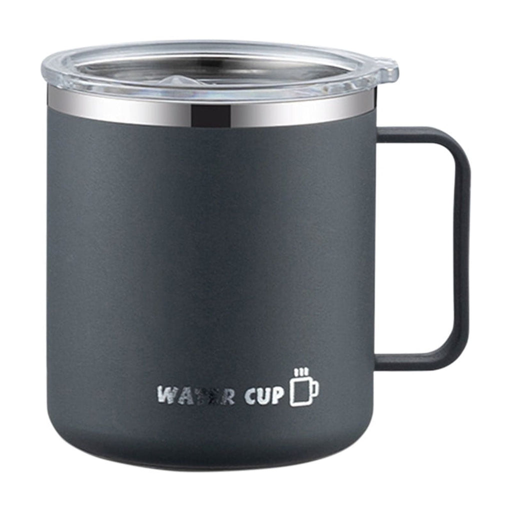 Insulated Coffee Mug with Handle & Lid - 17oz Stainless Steel Travel Tumbler, Double Wall Vacuum (Black) by PALIFEUR 06_【Enhanced Insulation】 Heat-Resistant Handle Coffee Mug