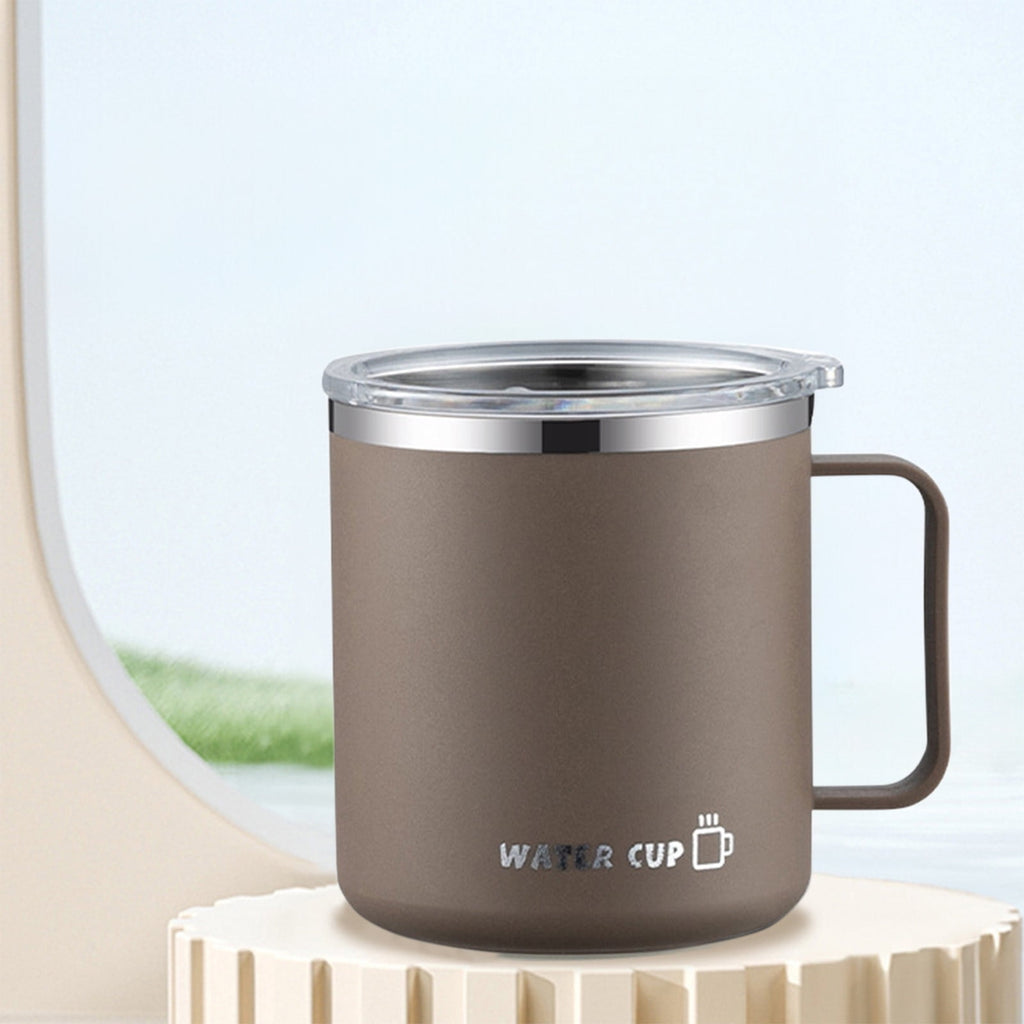 Insulated Coffee Mug with Handle & Lid - 17oz Stainless Steel Travel Tumbler, Double Wall Vacuum (Black)
