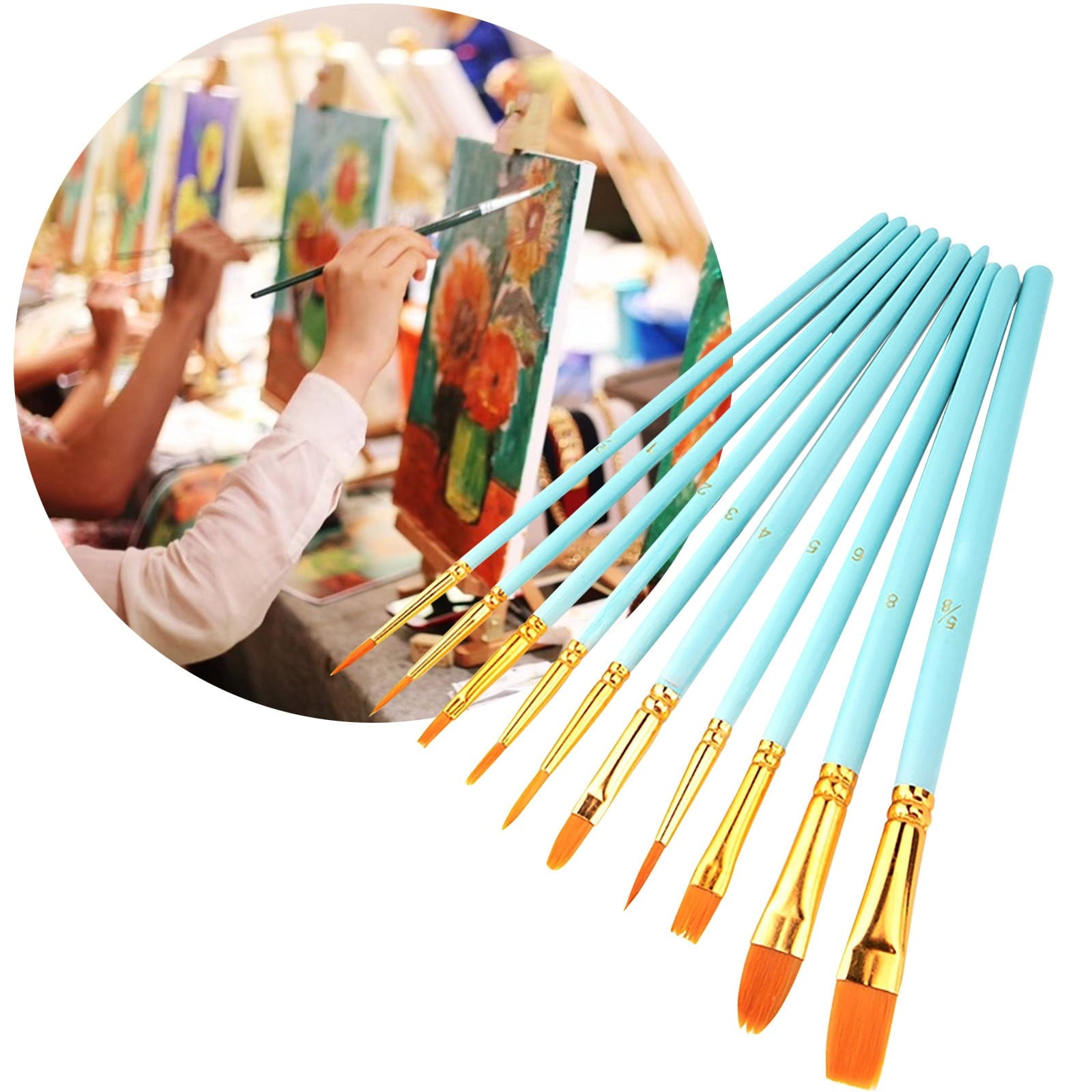 JWDX Brushes Clearance, Paint Brushes, Painting Pen, Art Tools, Brush Set, Round Tip Brushes Nylon Brushes Artist Wood Brushes for Oil Watercolor Face Nail Arts Miniature and Rock Painting Multicolor