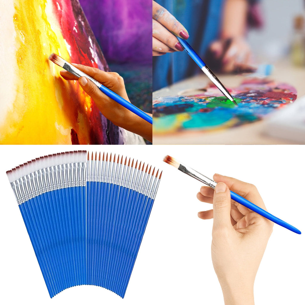 JWDX Brushes Clearance, Paint Brushes, Painting Pen, Art Tools, Brush Set, Round Tip Brushes Nylon Brushes Artist Wood Brushes for Oil Watercolor Face Nail Arts Miniature and Rock Painting Z6-Blue