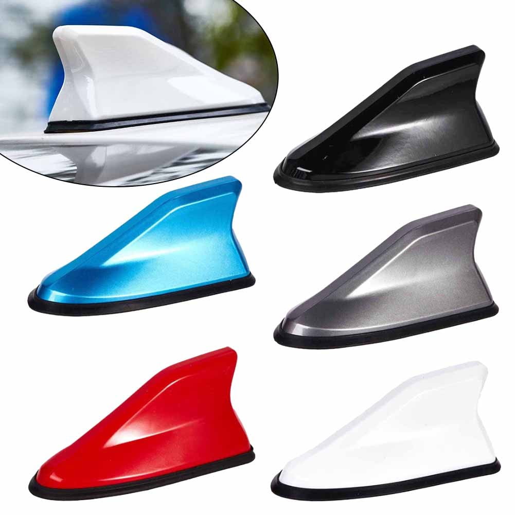 Universal Car Shark Fin Antenna Radio Signal Aerials Roof Mount Am/Fm Receiver Decoration No-Drill Installation Multiple Colors Available Black