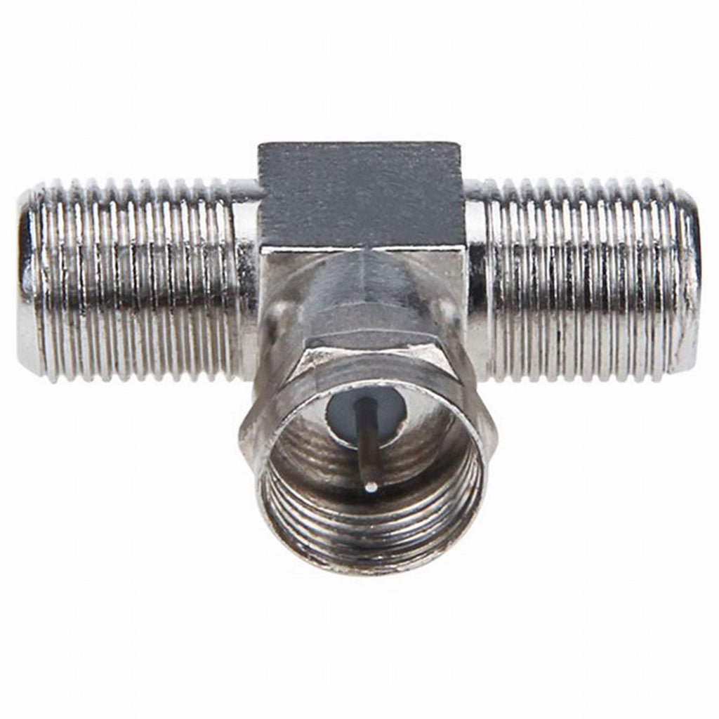 Coaxial Cable Splitter, TV Splitter 2 in 1 Out 2-Pack F Type RG6 Male to 2 F Female 3 Way Cable Splitter Coax T Connector Adapter for Video VCR Antenna Cable Satellite, 2 Pcs, 1.22 Inches 1.22" Silver