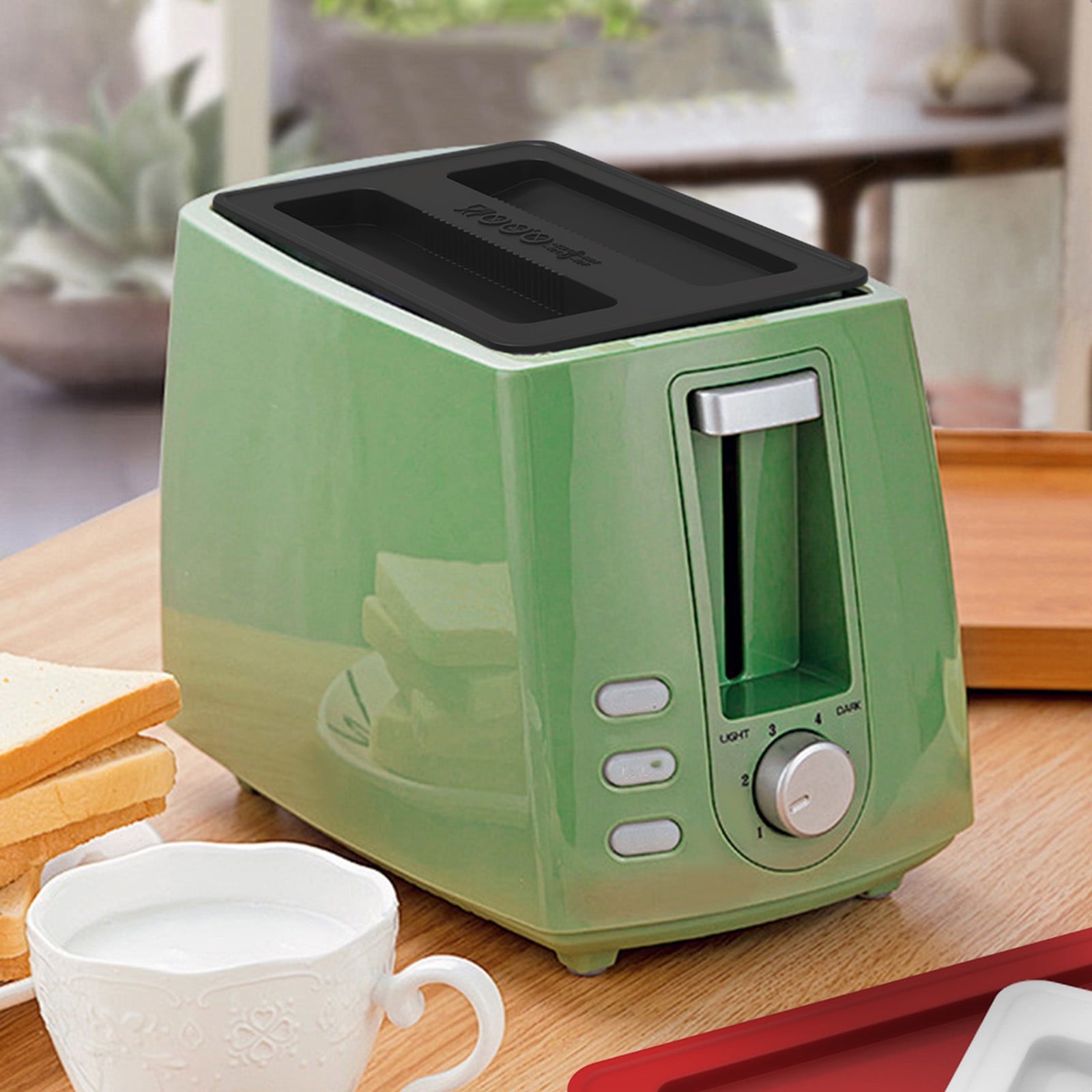 Silicone Toaster Cover 2 Slice Wide Slot,Reusable Heat Resistance Bread Machine Topper Cover,Dirt Proof Sandwich Accessories That Fit Most Toasters,Simple Design Easy to Clean & Wipe Black