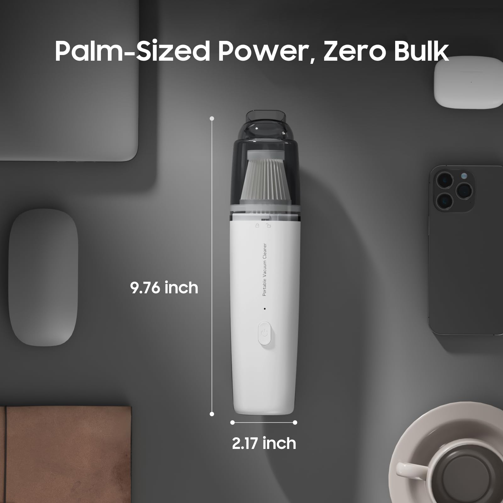 Handheld Vacuum Cleaner - Cordless Vacuum Cleaner - Car Vacuum Cleaner - Portable Vacuum Cleaner - Handheld Vacuum Cleaner - USB Rechargeable - Strong Suction - Washable Filter - Includes 2 Filters - Cordless - Mini Vacuum Cleaner - Bagless - Compact - Wh