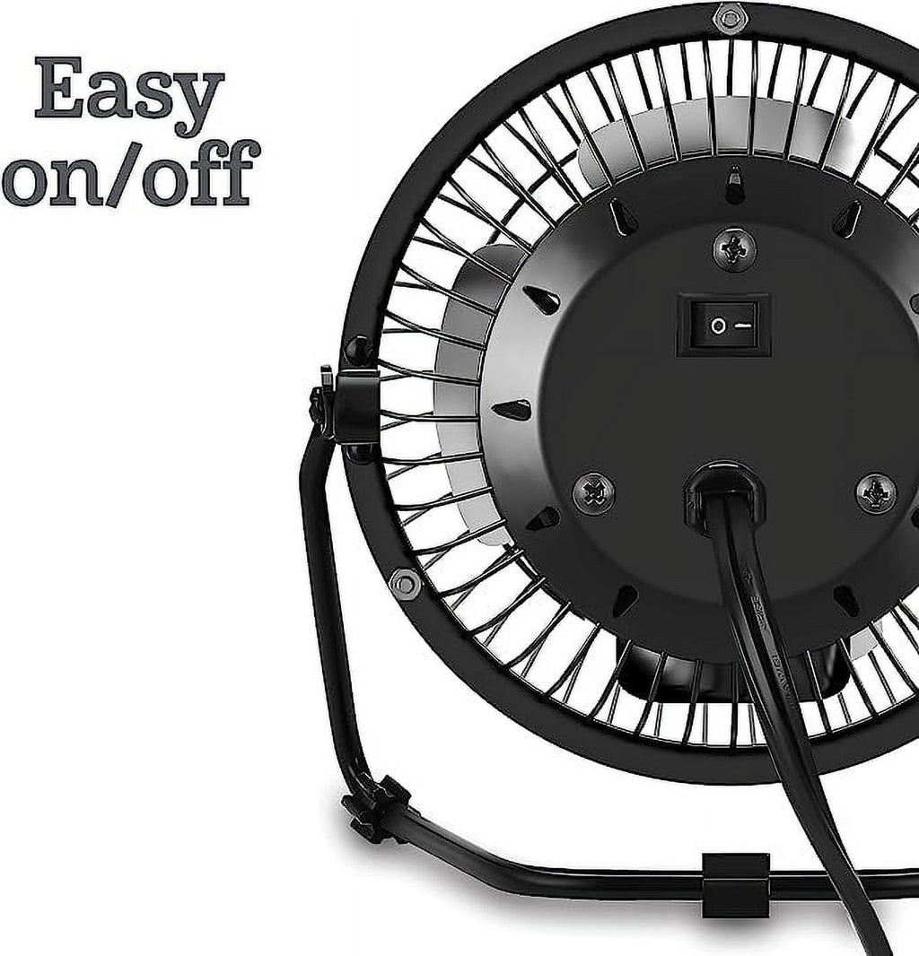 Tutuviw 4 Inch USB Desk Fan,Small and Quiet,Powerful USB Powered Portable Fan,Strong Airflow,Mini Metal USB Fan,360°Rotation,Personal Cooling Fan with 2 Speed for Home Office,Black Pink